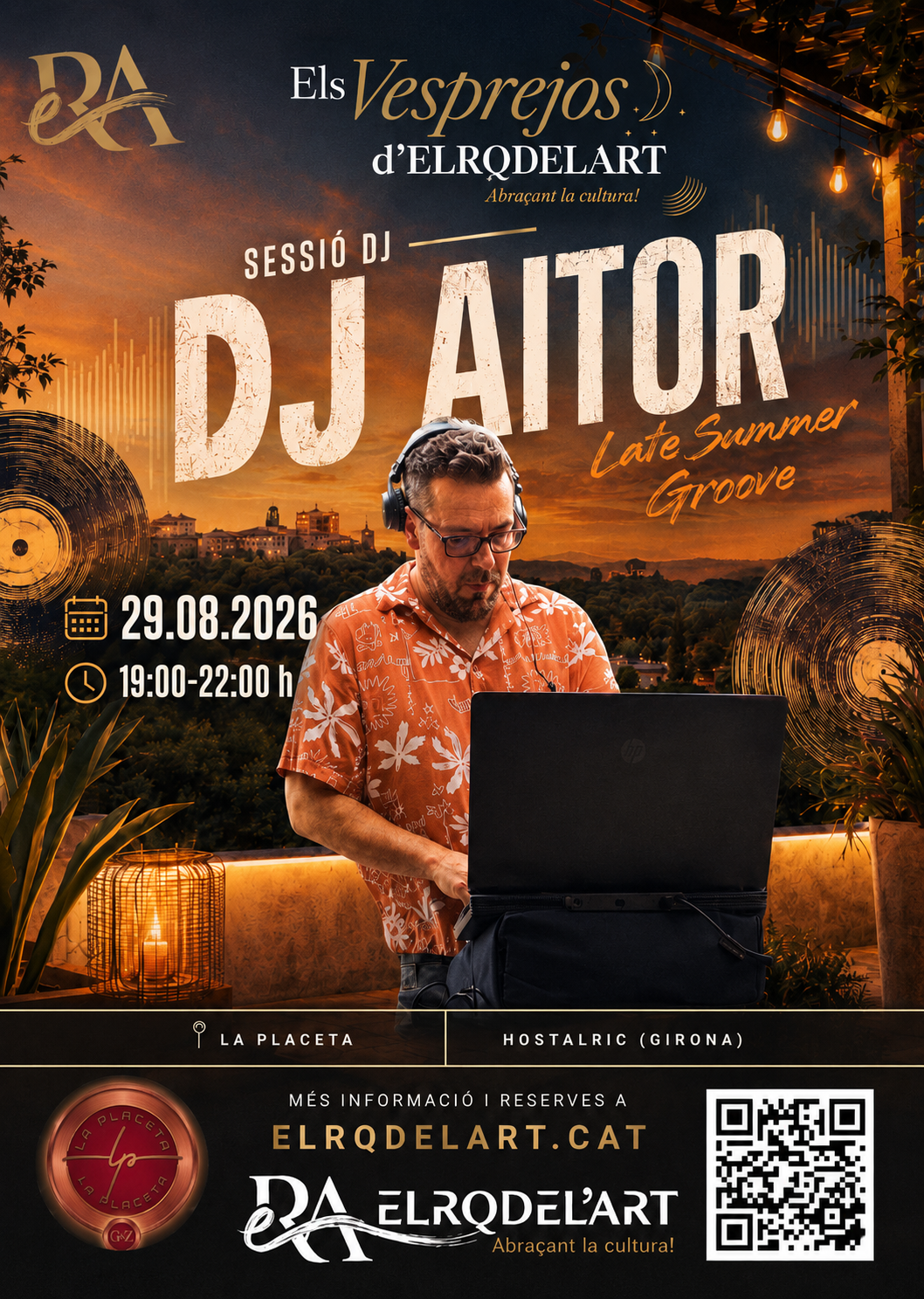 Cartell de DJ Aitor als Vesprejos d'ELRQDELART del 29 d'agost